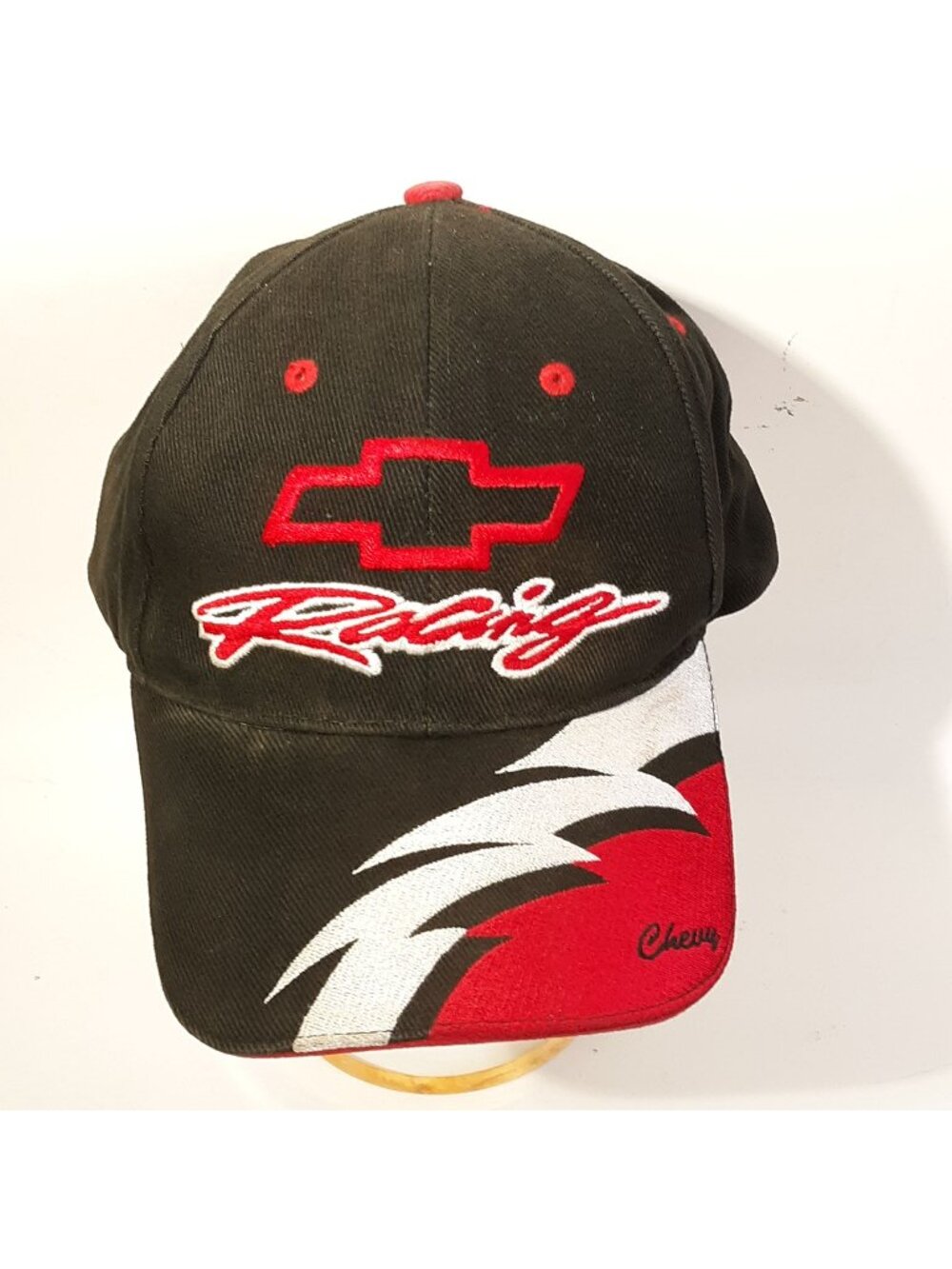 Chevrolet Racing Cap Hat Black Embroidered Logo Cotton Hook Loop GM